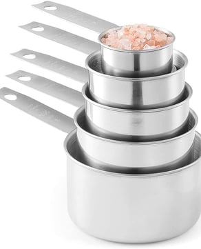 Durable, easy to clean, and stackable for clutter-free drawers, these measuring cups are a practical staple in our vacation rental kitchens. The engraved markings are designed to stay readable over time, making the set both functional and easy to use every day.