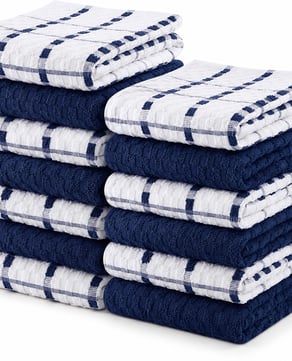 A guest favorite in our Bienvenido Vacations kitchens, these navy and white cotton dish towels combine softness, durability, and everyday function. Made with 100% ring-spun cotton, they’re beautifully woven and absorbent enough for daily kitchen use.